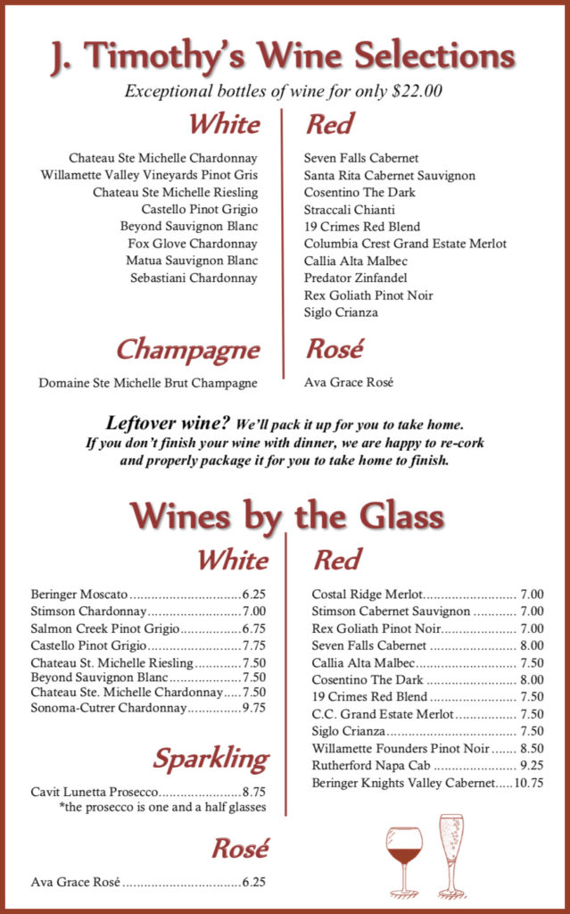 Wine List Page 1